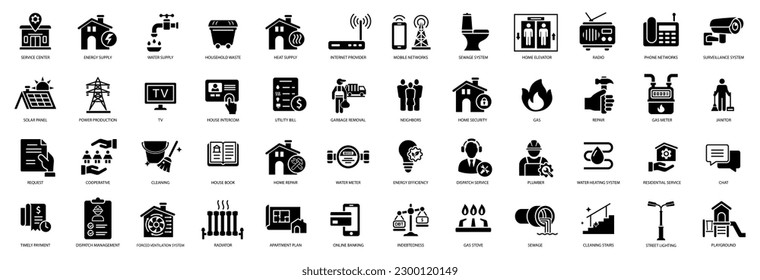 Public utilities icon set. Vector illustration