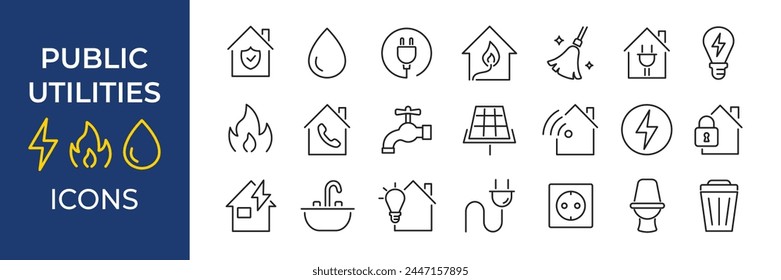 Public utilities icons set. Vector illustration.