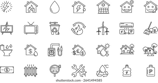 Public utilities Line Editable Icons set