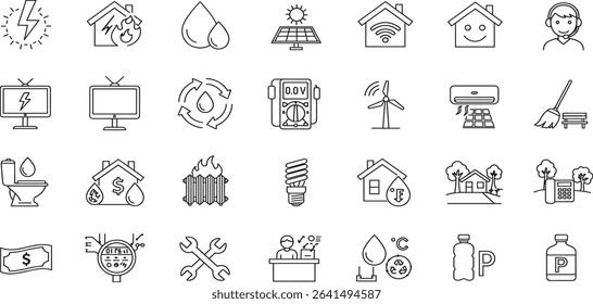 Public utilities Line Editable Icons set