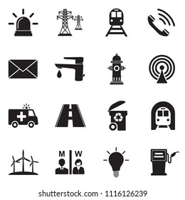 Public Utility Icons. Black Flat Design. Vector Illustration. 