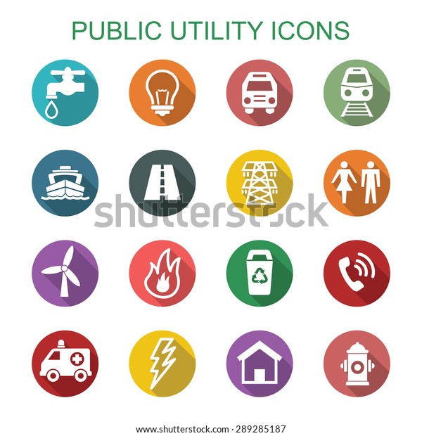 public\
utility long shadow icons, flat vector\
symbols