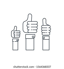 Public vote. Support, approval. Vector linear icon on a white background.