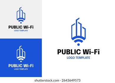 Wi-Fi público para cidade pública app logotipo design modelo vetor ilustração