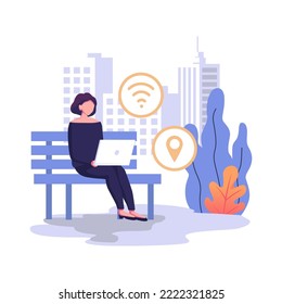 Public wifi hotspot flat style illustration design