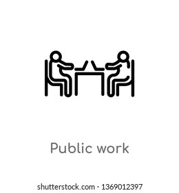 public work vector line icon. Simple element illustration. public work outline icon from humans concept. Can be used for web and mobile