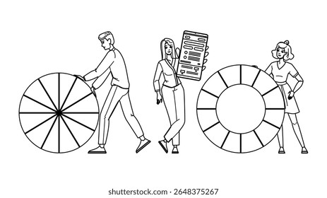 publicação vetor site de teoria da cor. paleta de marketing, metodologia de pesquisa, desenvolvimento publicação acadêmica teoria da cor personagem site. pessoas linha preta lápis desenho ilustração