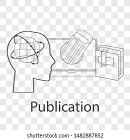 Publication icon on transparency background. Line vector illustration.