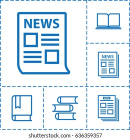 Publication icon. set of 6 publication outline icons such as book, news