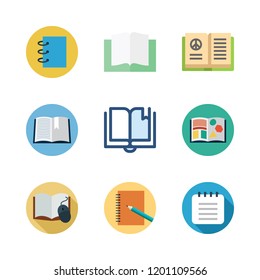 publication icon set. vector set about notebook and open book icons set.