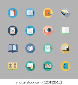 publication icon set. vector set about open book and notebook icons set.