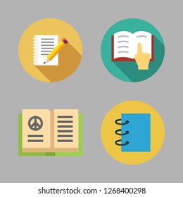 publication icon set. vector set about notebook and open book icons set.