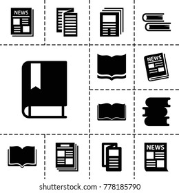 Publication icons. set of 13 editable filled publication icons such as book, news