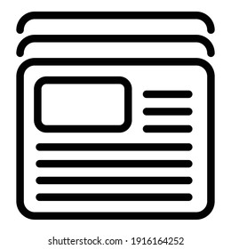 Icono de periódico de publicación. Icono del vector de la publicación de esquema para el diseño web aislado en fondo blanco
