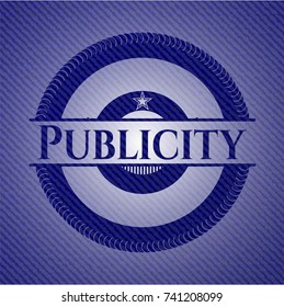 Publicity emblem with jean background