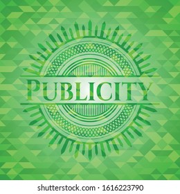 Publicity green emblem. Mosaic background. Vector Illustration. Detailed.