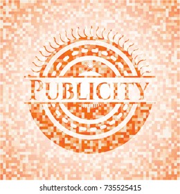 Publicity orange mosaic emblem with background