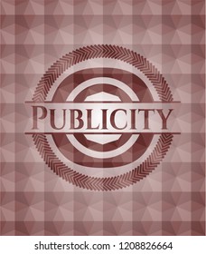 Publicity red emblem with geometric background. Seamless.