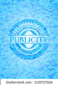 Publicity sky blue emblem with mosaic background