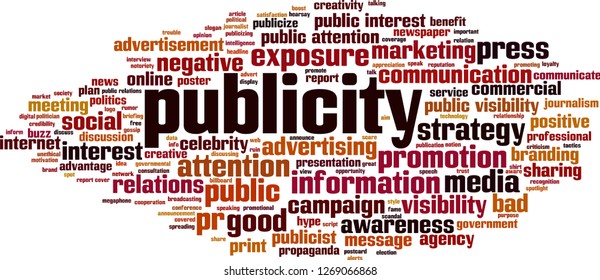 Publicity word cloud concept. Vector illustration