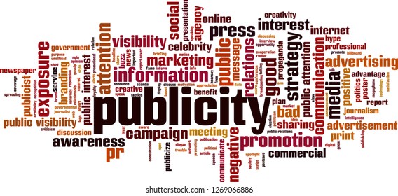 Publicity word cloud concept. Vector illustration