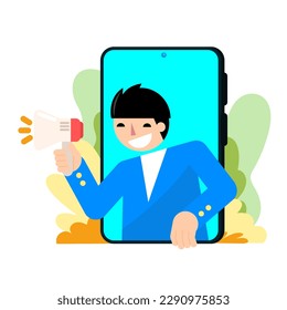 publish announcement smartphone vector cartoon graphic