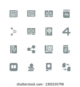 publish icon set. Collection of 16 filled publish icons included Sharing, Book, Books, Ibooks, Newspaper, Share, shared, Dictionary