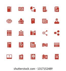 publish icon set. Collection of 25 filled publish icons included Book, Books, Newspaper, Share, News, Sharing