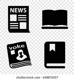 Publish icons set. set of 4 publish filled icons such as magazine, book