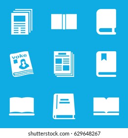 Publish icons set. set of 9 publish filled icons such as magazine, book