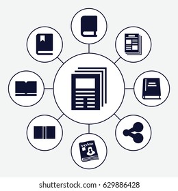 Publish icons set. set of 9 publish filled icons such as magazine, book, newspaper
