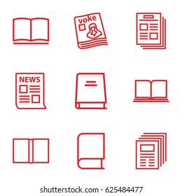 Publish icons set. set of 9 publish outline icons such as magazine, book, news