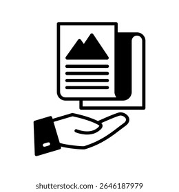 Publish mini illustration glyph icon, use for journalist, broadcasting, news and media UI, UX kit, app and web development, digital or print.