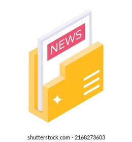 Published articles, isometric icon of newspapers 

