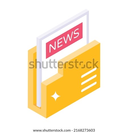 Published articles, isometric icon of newspapers 

