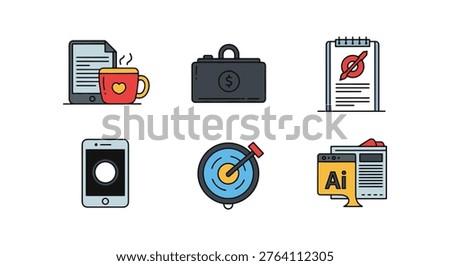 Publisher Line art vector set clean abstract color pattern