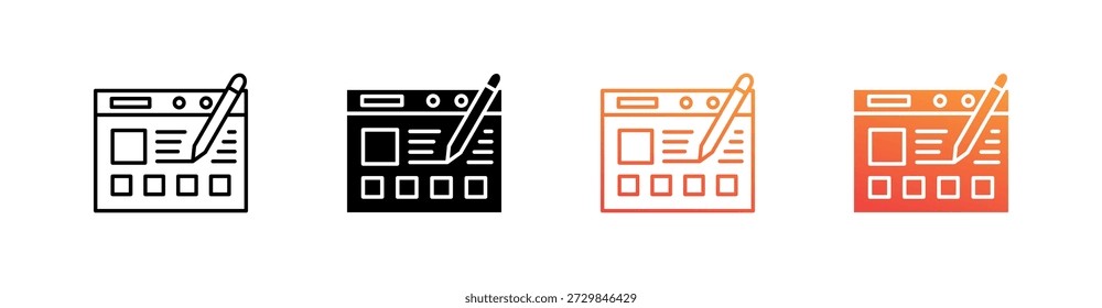 Publisher Multiple Style Icon Set Vector