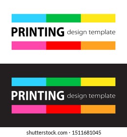 Publisher, pre-press studio. Polygraphy and color print services. Design printshop logo template. Vector illustration.