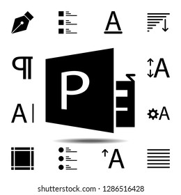 publisher, text icon. Simple glyph, flat vector of Text editor set icons for UI and UX, website or mobile application