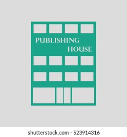 Publishing house icon. Gray background with green. Vector illustration.