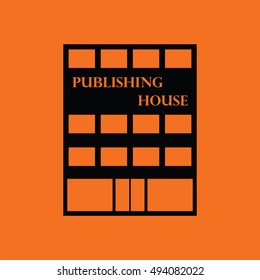Publishing house icon. Orange background with black. Vector illustration.