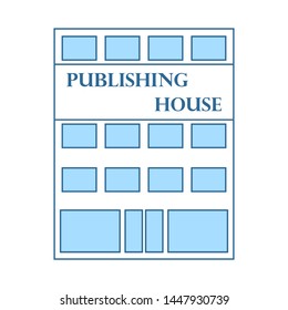 Publishing House Icon. Thin Line With Blue Fill Design. Vector Illustration.
