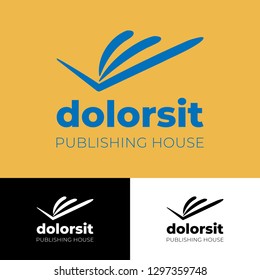 Publishing House Logo Inspiration, Opened Book Symbol