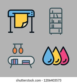 publishing icon set. vector set about printing and bookshelf icons set.