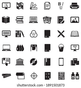 Publishing Icons. Black Flat Design. Vector Illustration.