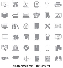 Publishing Icons. Gray Flat Design. Vector Illustration.