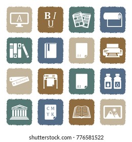 Publishing Icons. Grunge Color Flat Design. Vector Illustration. 