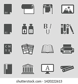 Publishing Icons. Sticker Design. Vector Illustration.