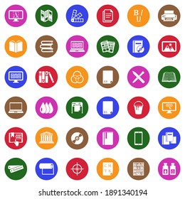 Publicando Iconos. Colección Llanta Blanca En Círculo. Ilustración vectorial.