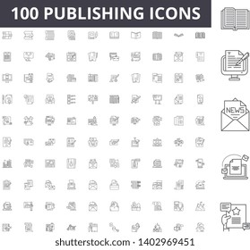 Publishing line icons, signs, vector set, outline illustration concept 